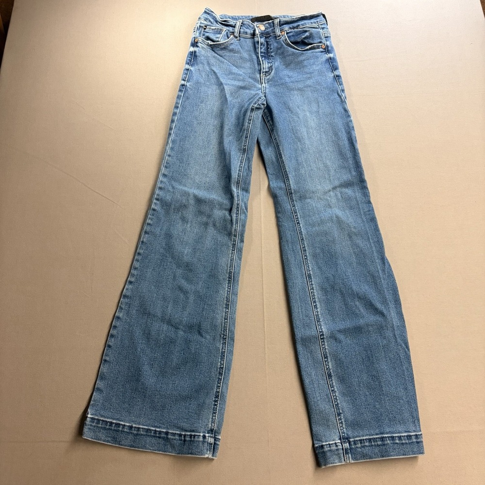 ENJEAN Wide Leg Jeans Women’s Size 3/26 Light Wash Stretch Denim Y2K